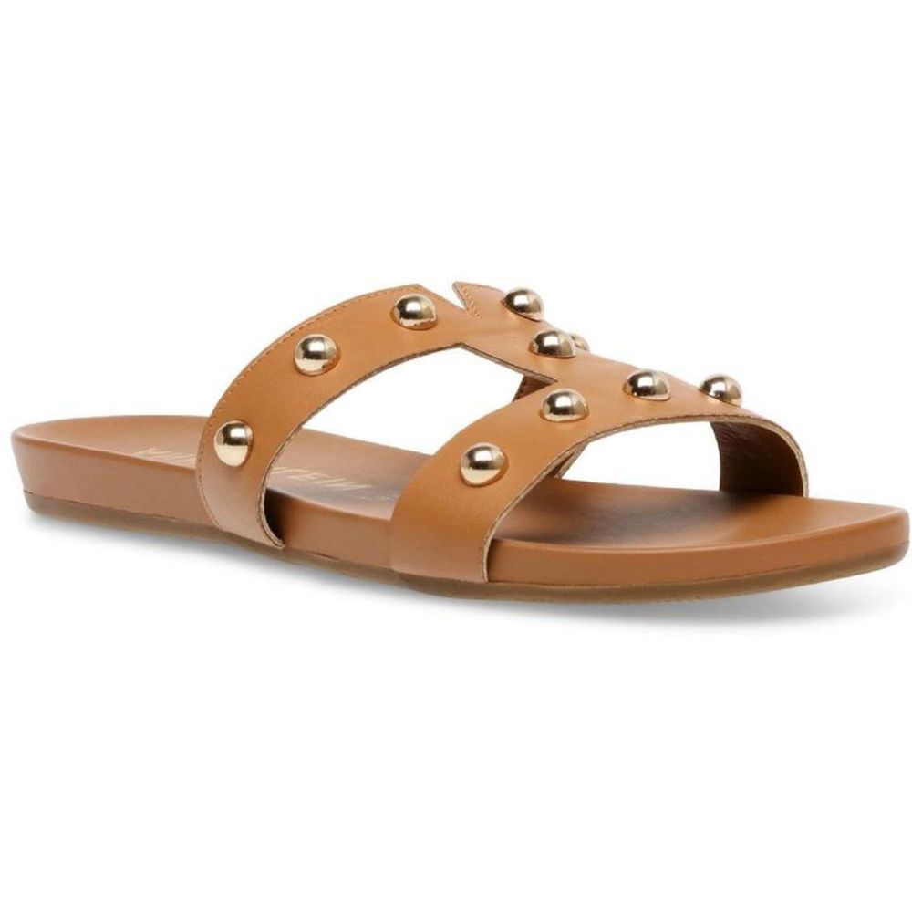 Anne Klein Womens Ely Brown Embellished Slip-On T-Strap Sandals Shoes NWT